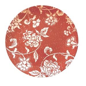 Pier 1 White Floral on Red Ceramic Plate